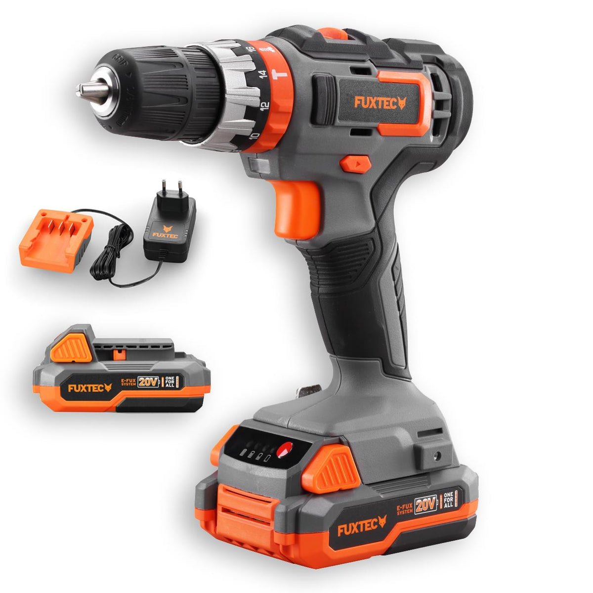 Perceuse-visseuse à percussion sans fil 20V FUXTEC FX-E1SBS20 - Set avec 2 batteries 2Ah et chargeur 1A