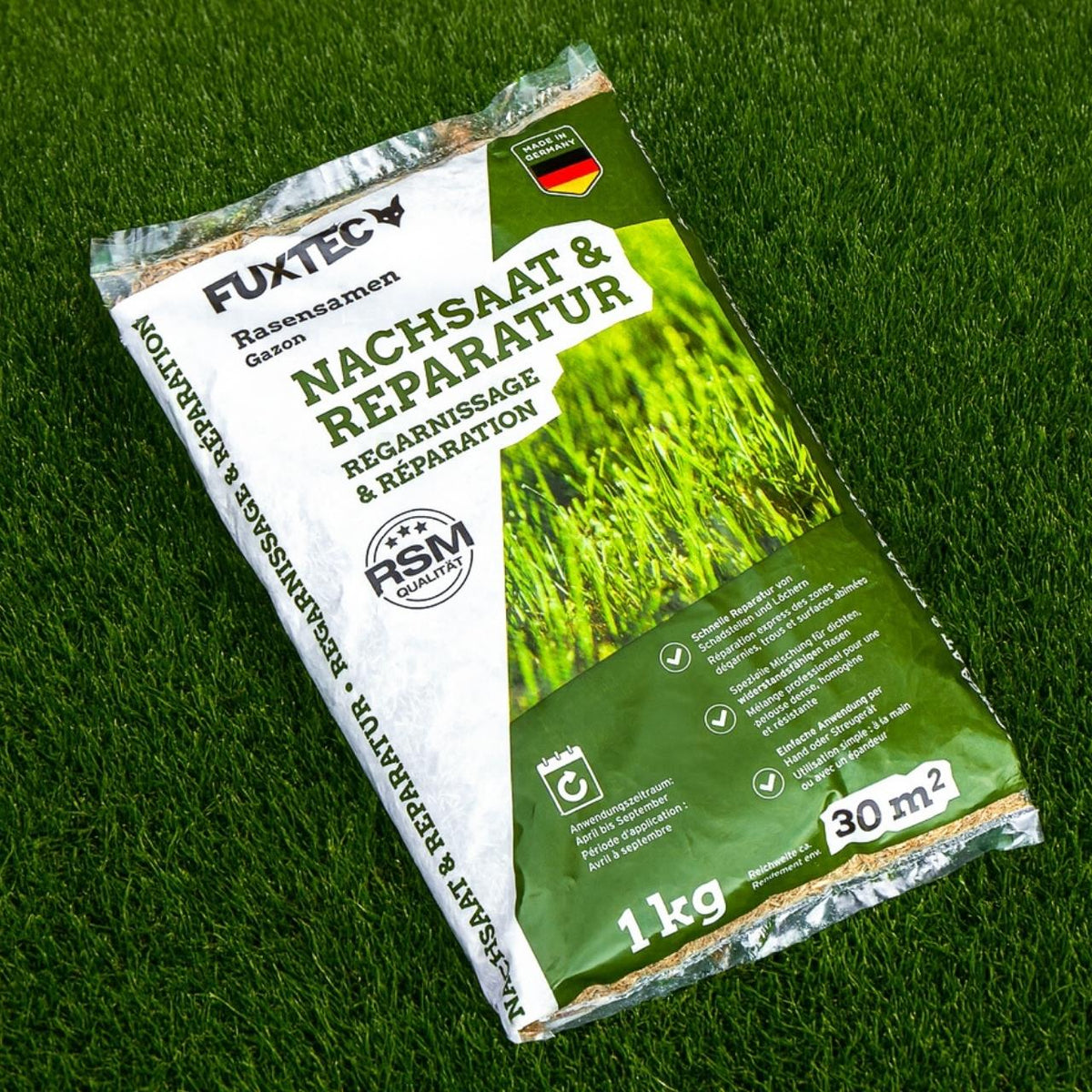 Graines de gazon FUXTEC FX-RSNR1 regarnissage et réparation 1kg/30m²