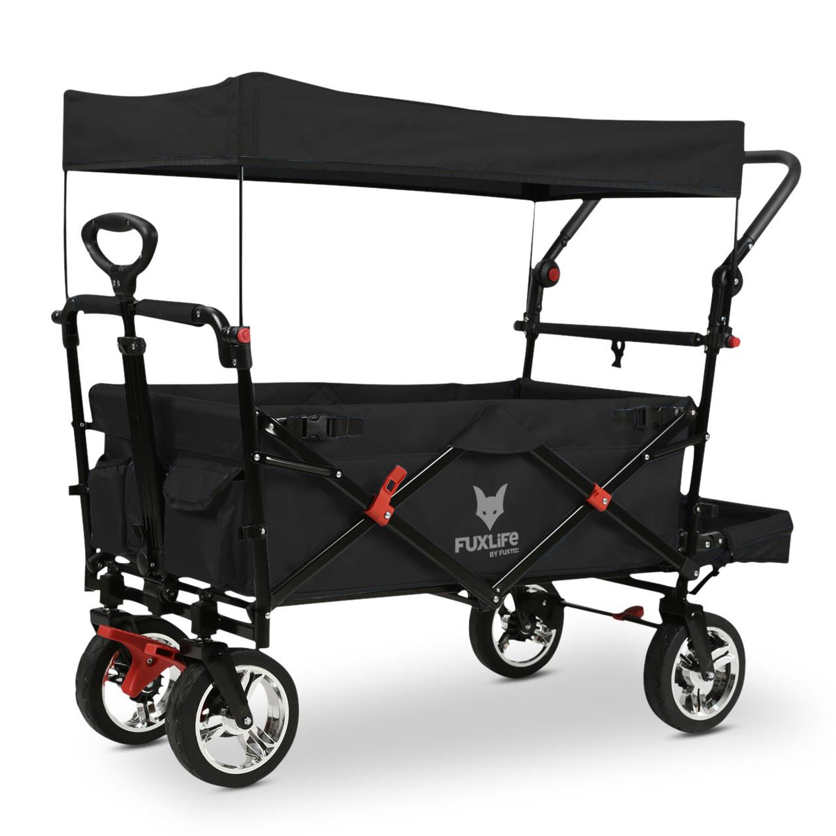 FUXTEC Bollerwagen FX-CT800 mit UV-geschütztem Sonnendach,Schiebegriff & Innenraumverlängerung