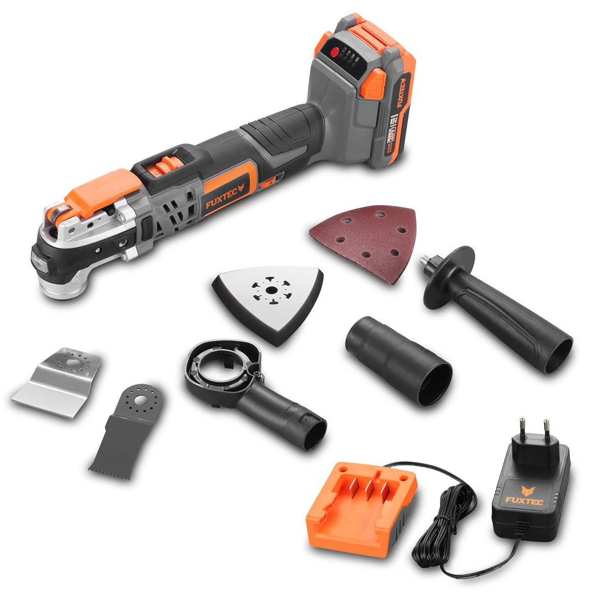 FUXTEC - Outil multifonctions sans fil 20V 3en1 FX-E1MT20 Kit et accessoires 8 pièces